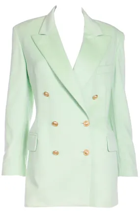 1980s Margaretha Ley Escada Green Cashmere Blend Double Breasted Blazer Jacket