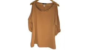 Chic Chain-Accent Cold Shoulder Top, 3x