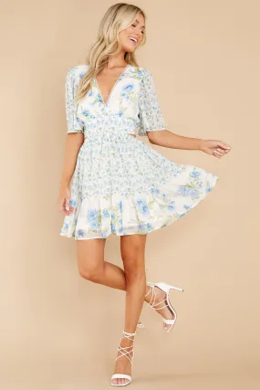 Delicate Hearts Blue Floral Print Dress