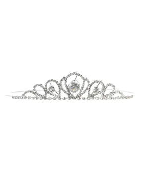 Girls Silver Rhinestone Delicate Tiara