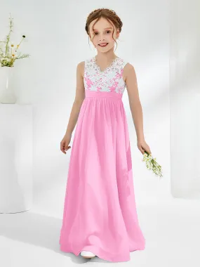 Lace Top Junior Bridesmaid Dresses Candy Pink