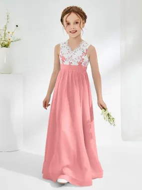 Lace Top Junior Bridesmaid Dresses Flamingo