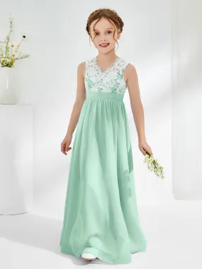 Lace Top Junior Bridesmaid Dresses Mint Green