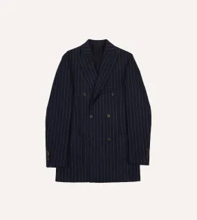 Navy Chalkstripe Wool Double-Breasted Tailored Jacket