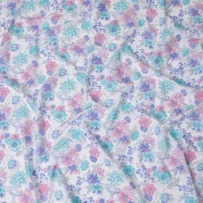 White Floral Whisper Cotton Voile Fabric: Soft Hues & Delicate Prints-D17597